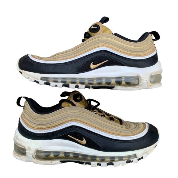 NIKE Air Max 97 Metallic Gold Black White Size 5 - Picture 1 of 13